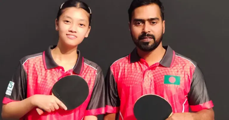 টেবিল টেনিসে খই খই মারমা-জাভেদ আহমেদ জুটি